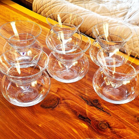Vintage Stemless Martini Glasses w/ Chiller Bowls – Set of 6 Cocktail Barware - Picture 4 of 14